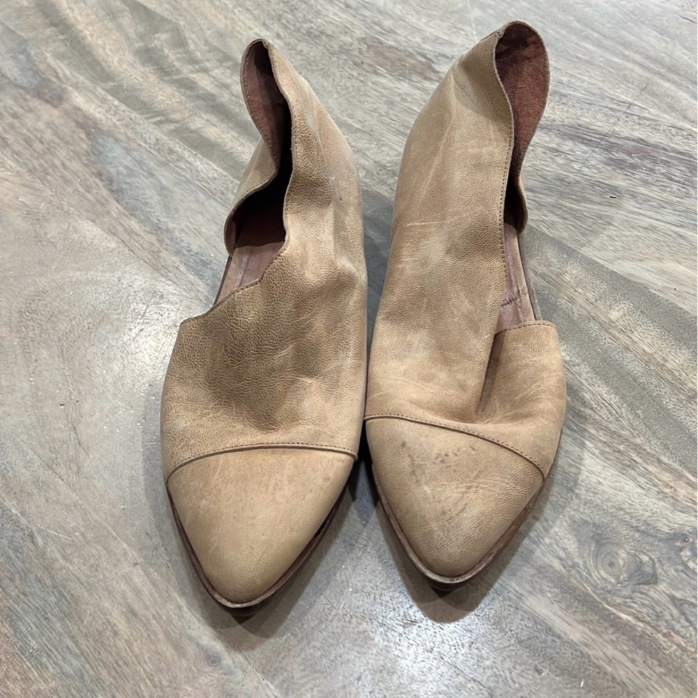 Free People Tan Ankle Boots with Suede Finish